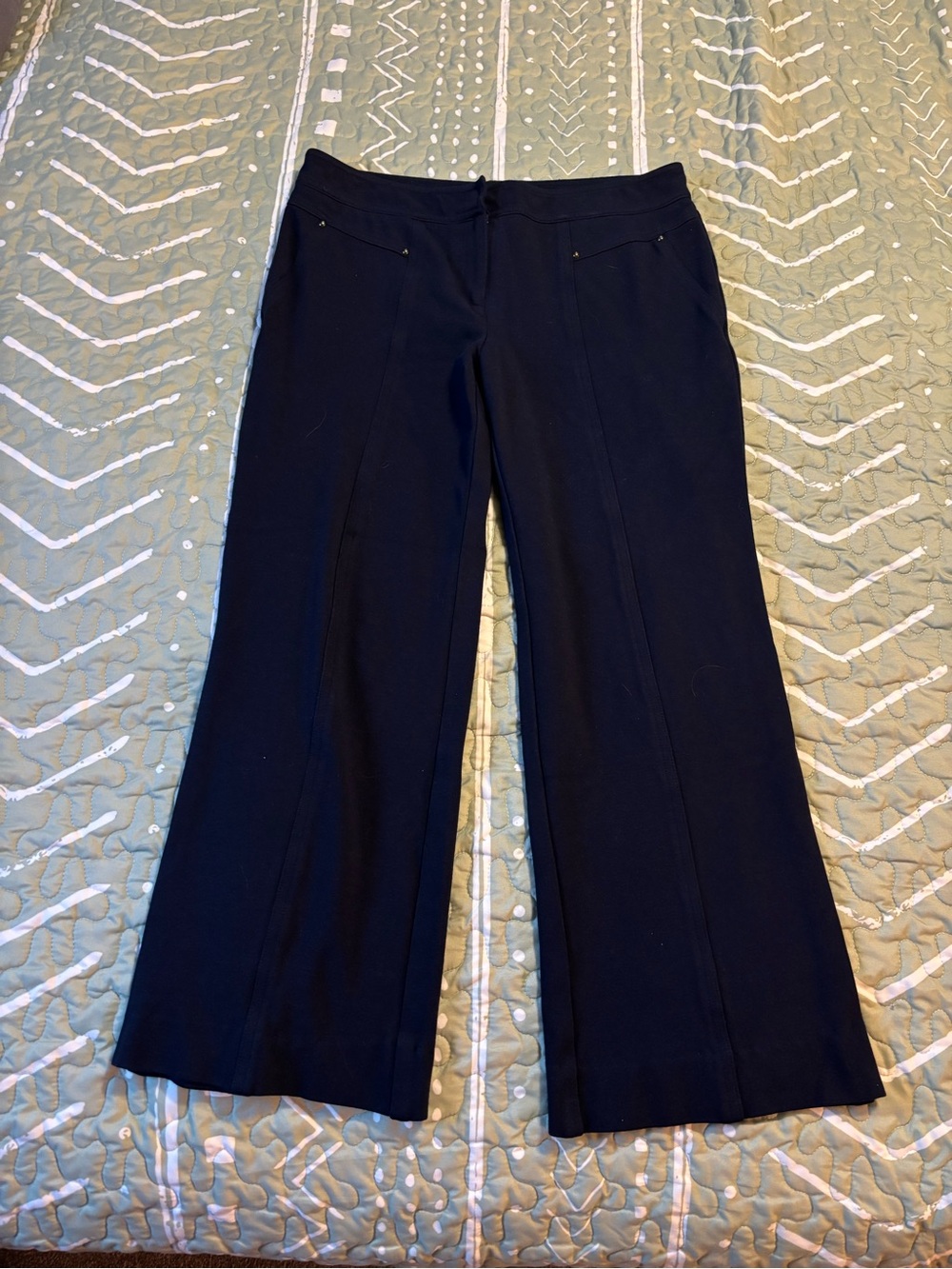 Cache Navy Wide-Leg Ponte Trousers